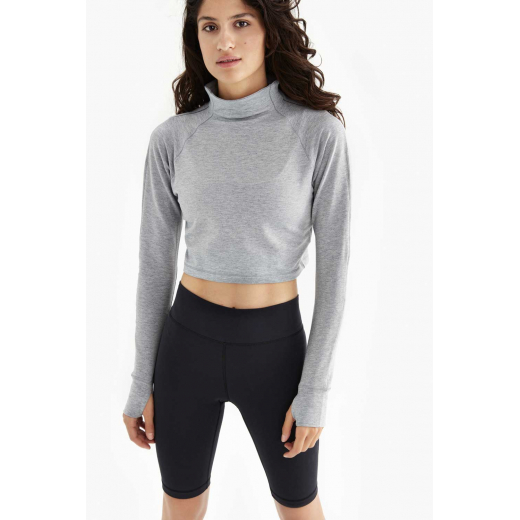 Pull Crescent Crop Long Sleeve Light Grey Heather - TAILLE XL