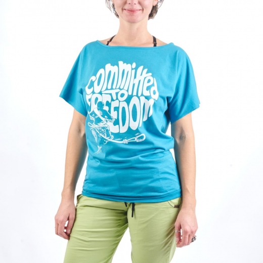 T-shirt Commited To Freedom Femme Bleu Lagon