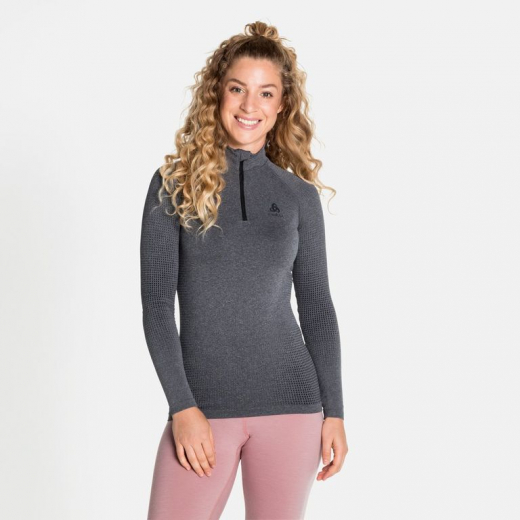 Tee Shirt Ml Performance Warm Eco 1/2 Zip Lady Grey Melange