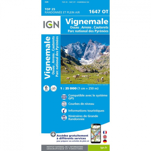 Carte Ign 1647ot Vignemale-cauterets