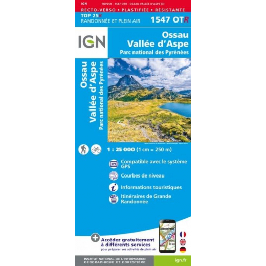 Carte Ign 1547otr Ossau-vallee D'aspe