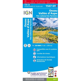 Carte Ign 1547otr Ossau-vallee D'aspe